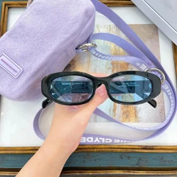 ORIGINAL BONNIE CLYDE PLUM PLUM Popular UV400 Blue Lenses Polarized Men Sunglasses Oval Acetate Black Frame Women Couple Eyewear