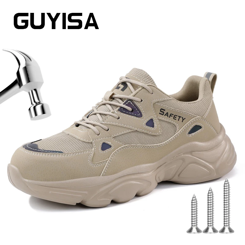 

GUYISA safety shoes work shoes big mesh steel toes are lightweight&breath soft&comfortable F123