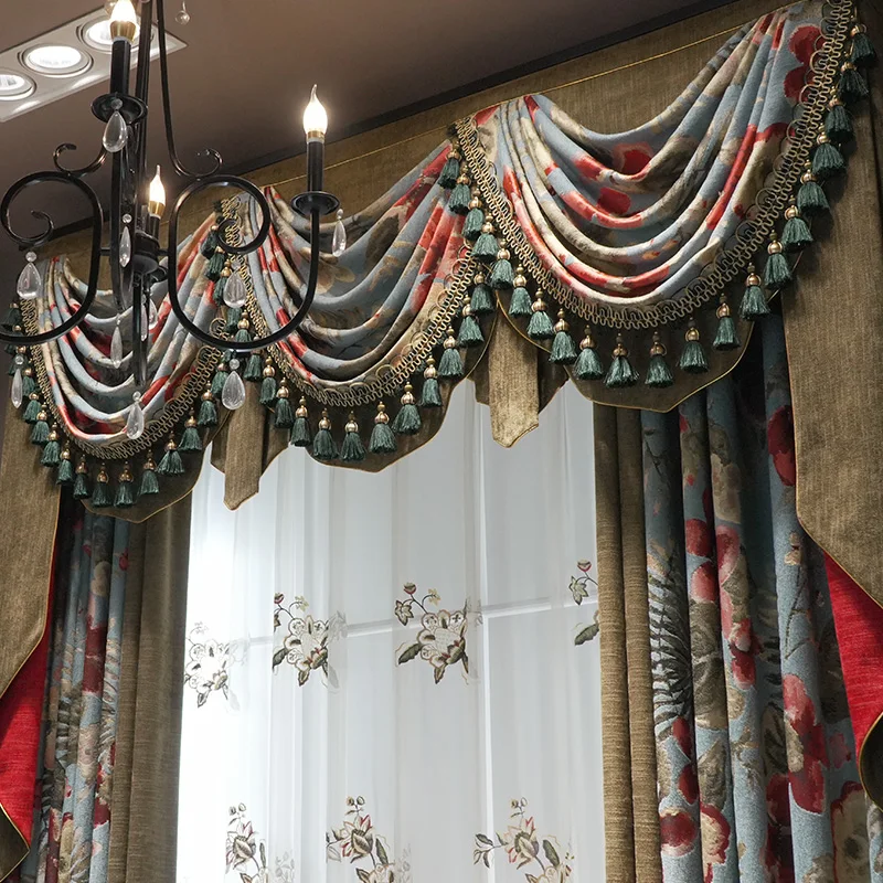 French American Rustic High Grade Luxury Curtains Thickened Sunscreen Blackout for Living Room Bedroom Villa Floating Window