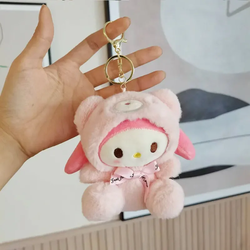 @ Sanrio 12 CM Leuke Pluche Sleutelhanger voor Kinderen Hello Kitty Hanger Kuromi Cartoon Sleutelhanger Rugzak Decoratie Cadeaus voor Kinderen speelgoed