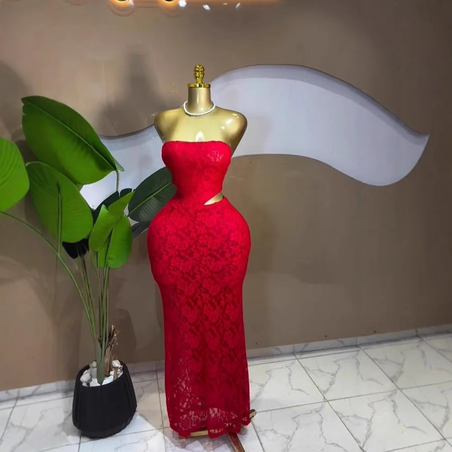 

Новое женское платье 2026 года: элегантное кружевное, с вырезами, без бретелек, сексуальное вечернее длинное платье. Летнее платье 2026 года, модель Robe Vestido для женщин.