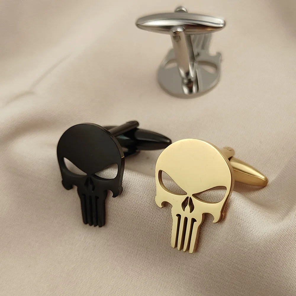 

Stainless Steel Skull Man cufflinks Vintage Personalized Design Jewelry Skeleton Cuff Links Party Shirt sleeve Buttons