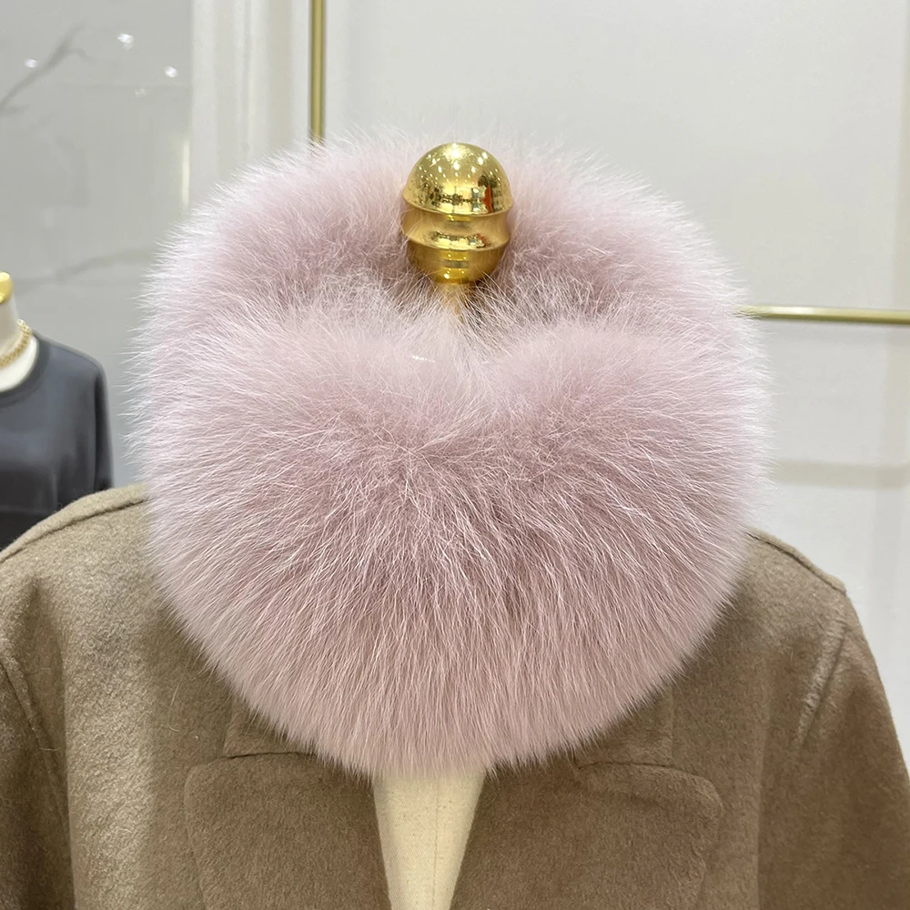 New Arrival Women Plush Genuine Fox Fur Earmuff Winter Lady Big Pompoms Fox Fur Fluffy Earmuffs Warm 100% Real Fox Fur Ear Cover