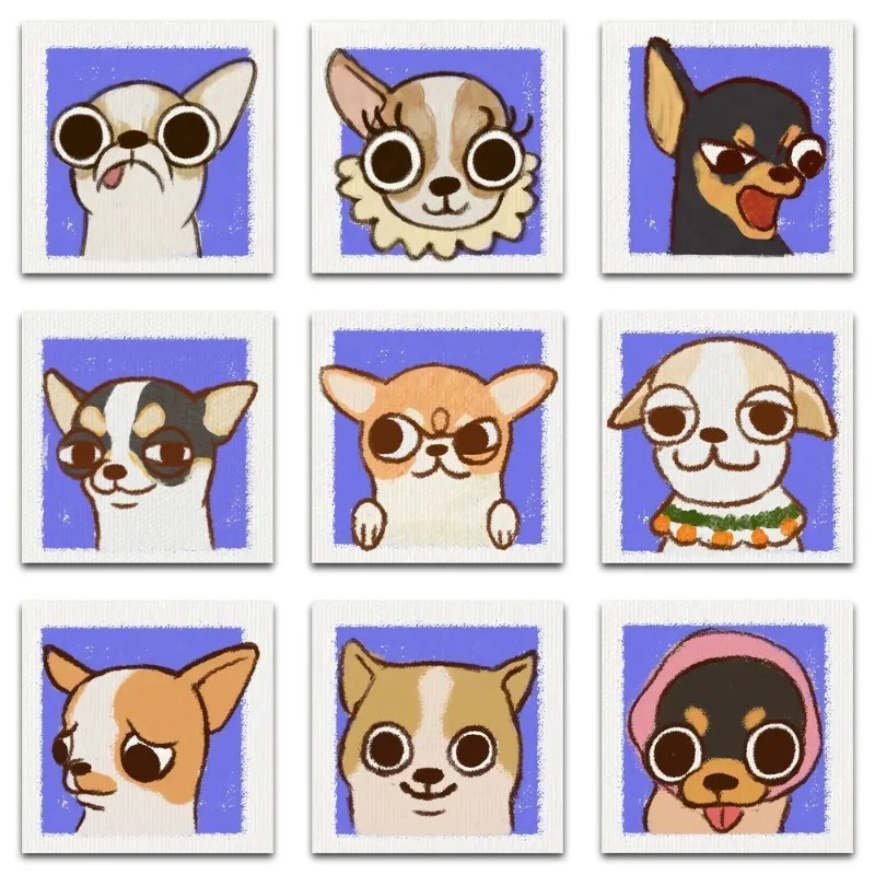 59PCS Cartoon Personality Chihuahua Dog Creative Graffiti Decoration Sticker
