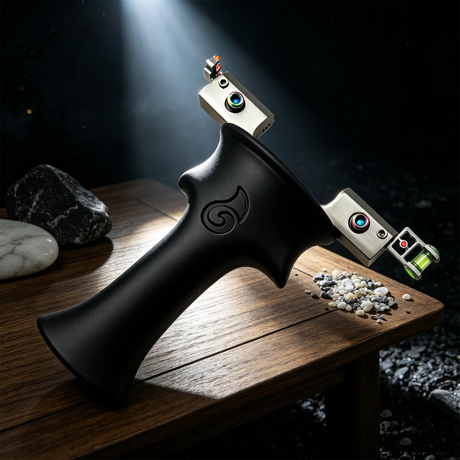 Zinc Alloy Y-Shaped Slingshot Top Clamp with Spirit Level Sight Ergonomic Handle Outdoor Target Practice
