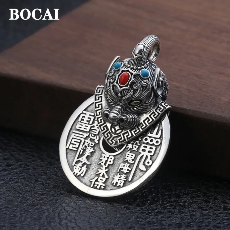 

100% Real S925 Sterling Silver Jewelry Accessories Lucky Sly Tai Chi Gossip Mountain Ghost Turning Man's Pendant