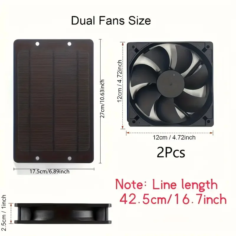 

Солнечный вентилятор с двумя лопастями для вольеров, птичьих гнезд, вентиляции суккулентов, вытяжной вентилятор для комнат питомцев, солнечные панели