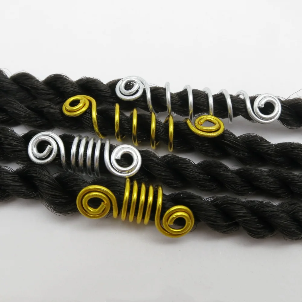 20pcs 5 Laps Dreadlock Beads Stretch Spiral Shape Hair Cuffs Clips Rings Tube For Braid Hairstyling Accessories