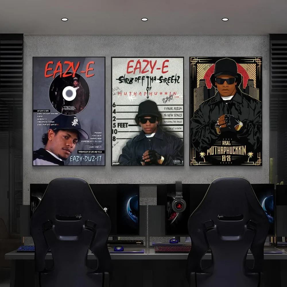 1PC West Coast Hip Hop Rapper Eazy E Retro Print Poster Paper Waterproof HD Sticker Bedroom Entrance Home Living Room Wall Decor