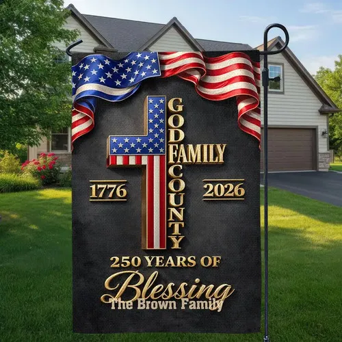 For God And Country Garden Flag, 250 Years Strong USA Patriotic Banner ZZY