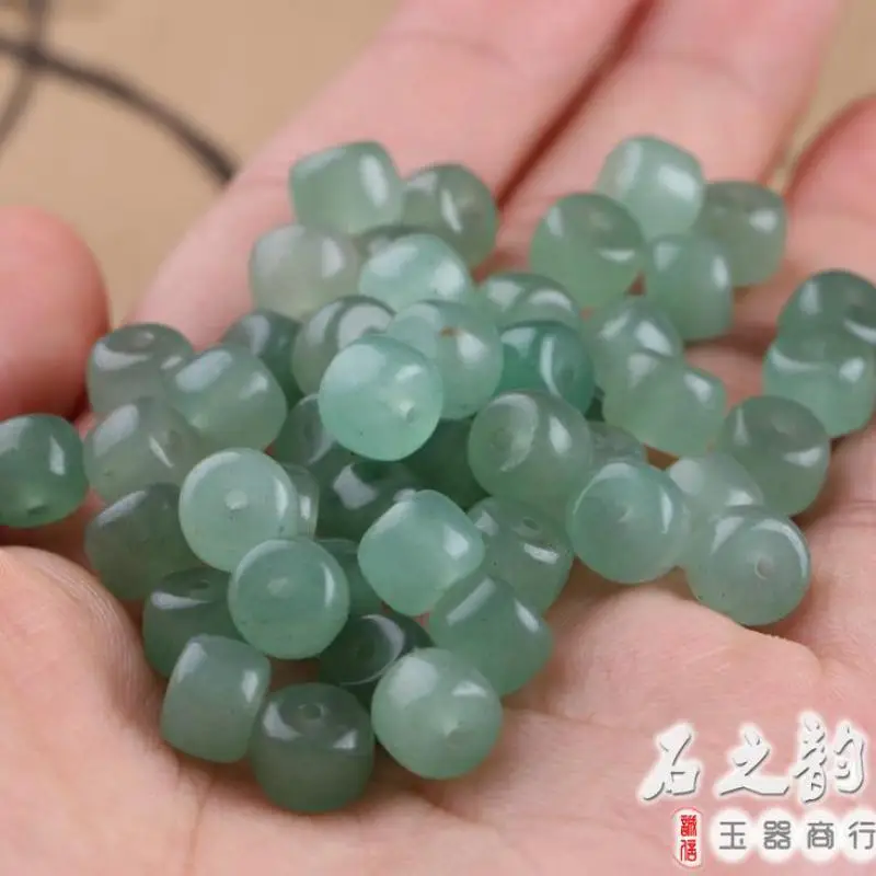 

Natural Stone Myanmar Jadeite Green Jade Barrel Beads For Jewelry Making Diy Bracelet Beaded Necklace Jewellery Accessories