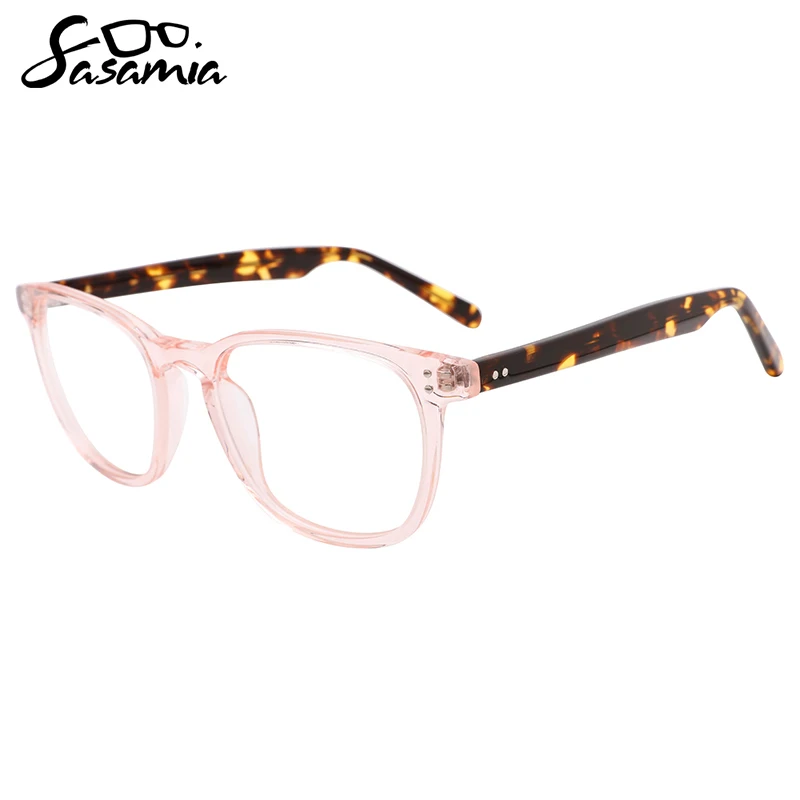 

SASAMIA Unisex Eyewear Acetate Rectangle Shape Frame Optical Glasses Classical Color Design Wide Temple Glasses WD1395