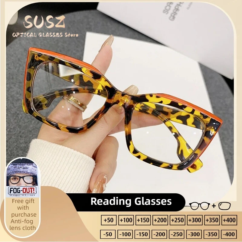 

Очки для чтения SUSZ: Премиальные женские модные очки «кошачий глаз» с защитой от синего света, прогрессивные, для коррекции близорукости
