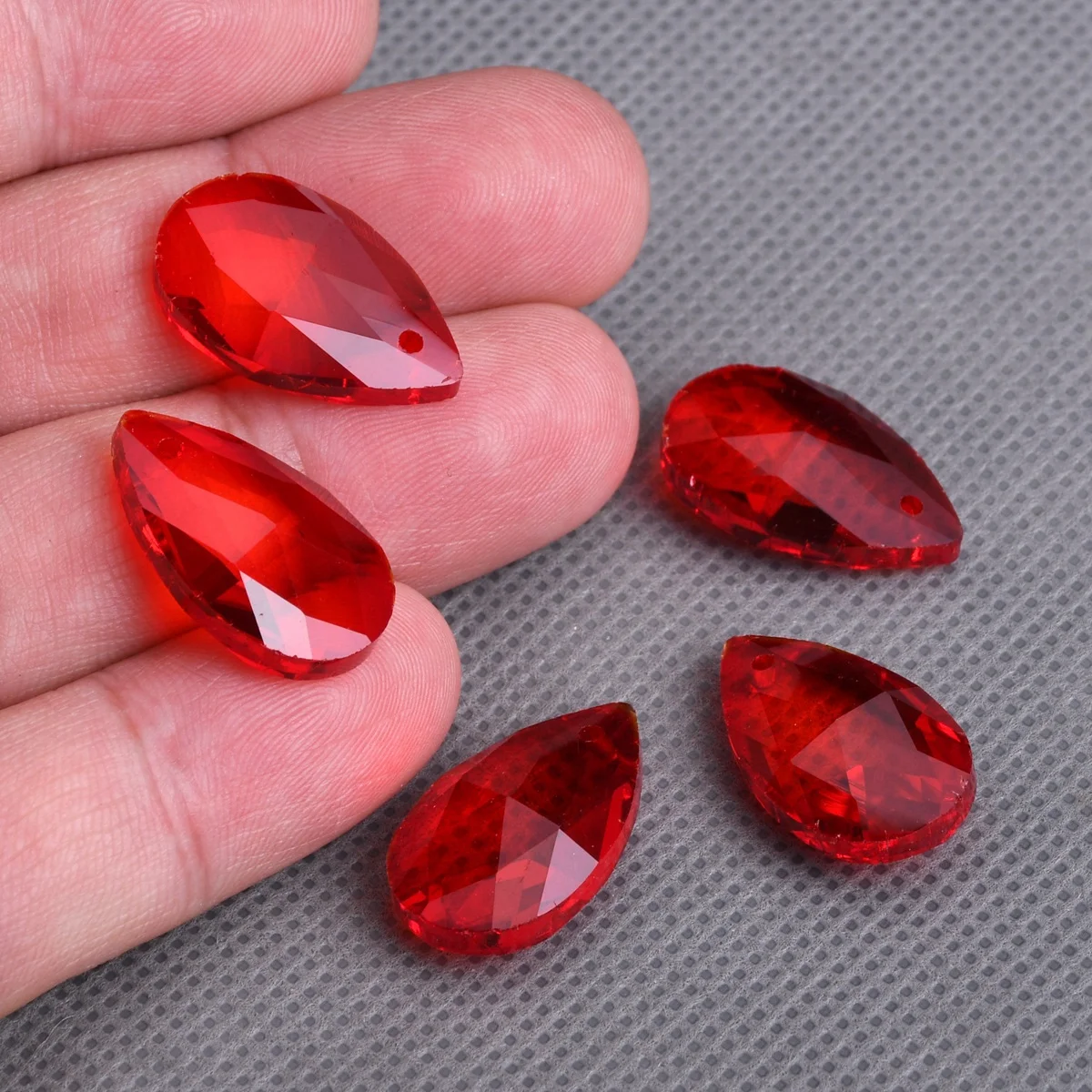 5pcs 22x13mm Teardrop Faceted Crystal Glass Loose Pendant Beads for Jewelry Making DIY Curtain