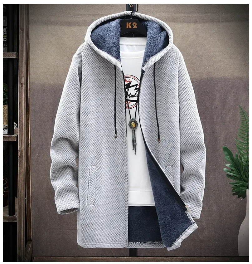 เสื้อแจ็คเก็ตคาร์ดิแกนมีฮู้ดหนาปรับแต่งได้
