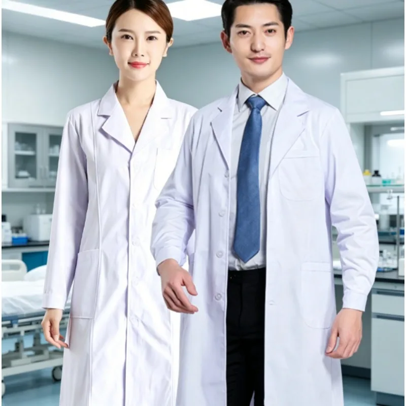 

Doctor Coat Winter Summer Lab White Coat Breathable & Dustproof Perfect for Clinic Hospital Pharmacy