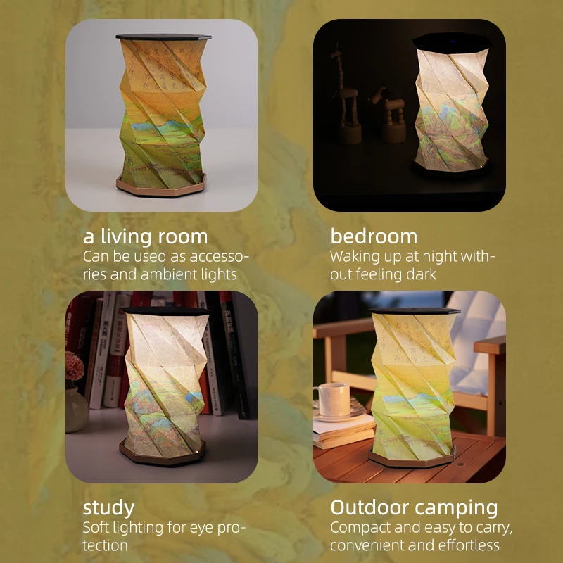 Chinese Style Paper Folding Lamp room decoration- Adjustable Touch Control Night Light for Bedroom/Study/Travel, Gift Idea