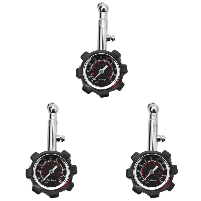 

3X Car 100Psi Multi-Function Tire Pressure Gauge Tire Pressure Monitoring Meter Tire Pressure Gauge