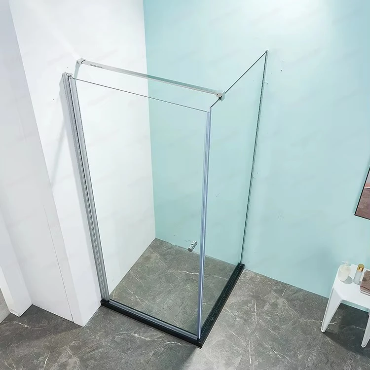 Modern style indoor bathroom aluminum frame shower room tempered glass square pivot shower room