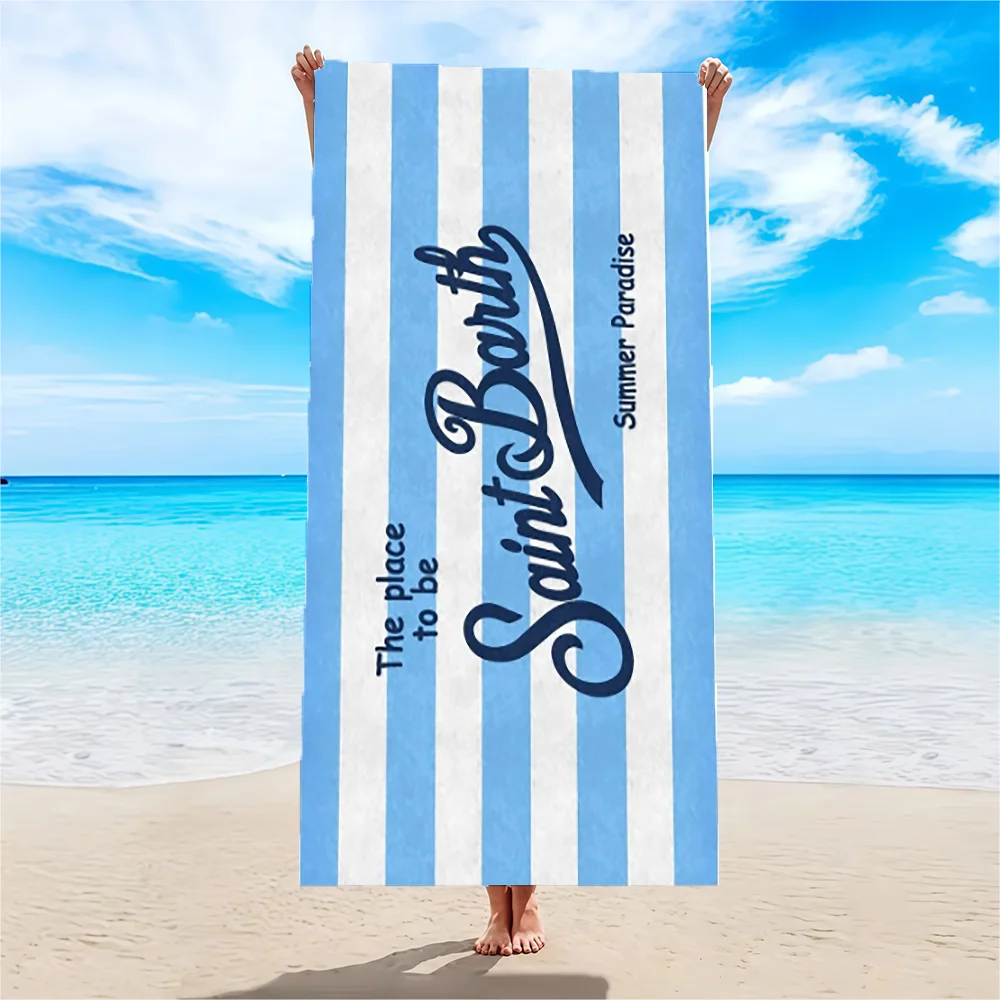 Asciugamano Saint Barth con stampa alla moda Asciugamano da spiaggia in microfibra assorbente, asciugatura rapida, per nuoto, campeggio, yoga e spiaggia all'aperto