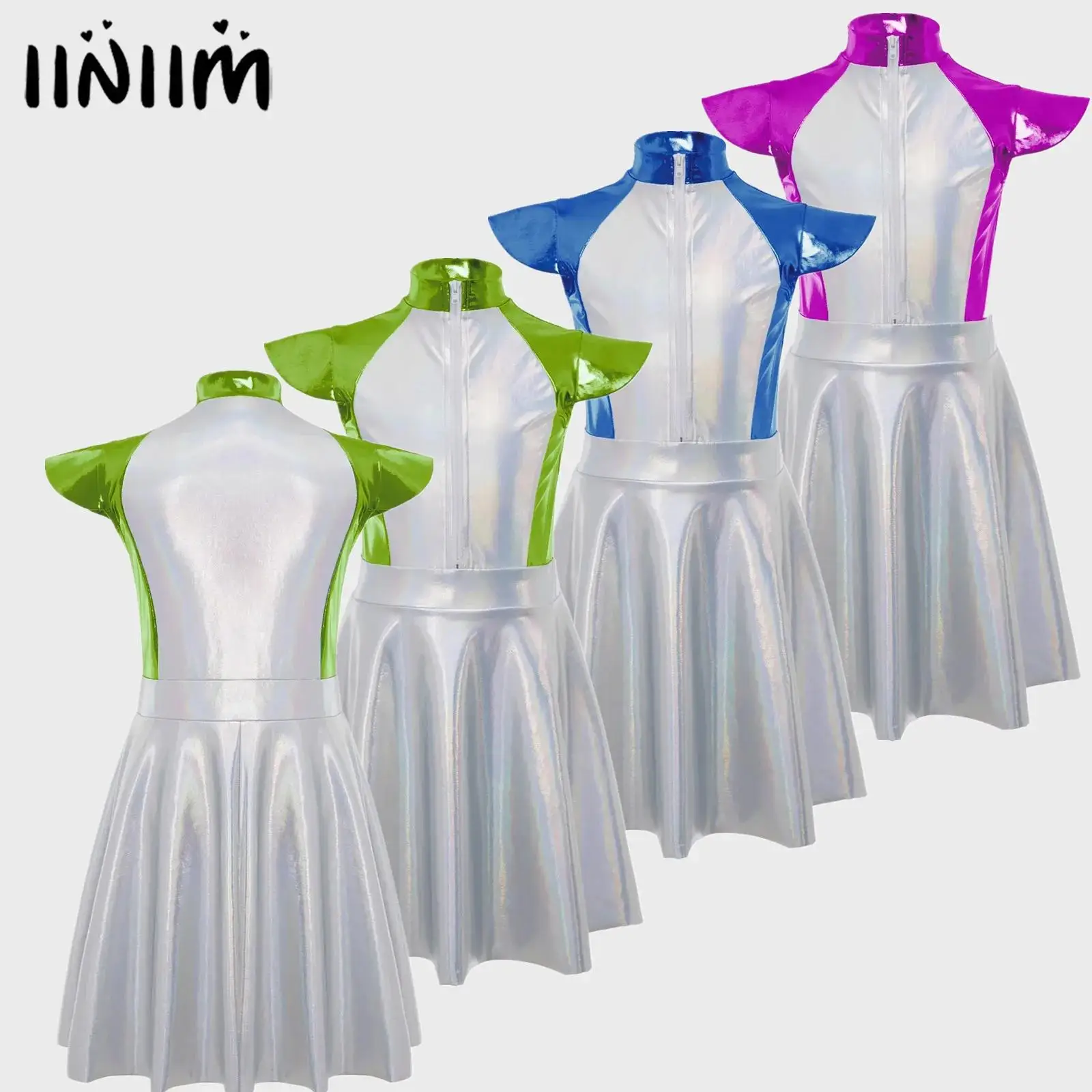 

Костюм для косплея «Чужой космический кадет» для девочек, платье с короткими рукавами и молнией спереди, трапециевидное платье-робот, космическая милая одежда на Хэллоуин