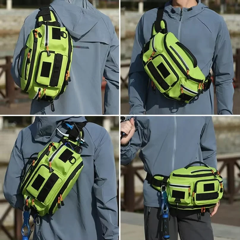 Men's MOLLE Fanny Pack Multi‑Pockets Waist Rig Pouch, Fashion Chest Bag for Outdoor Hunting Hiking Running Cycling Sports