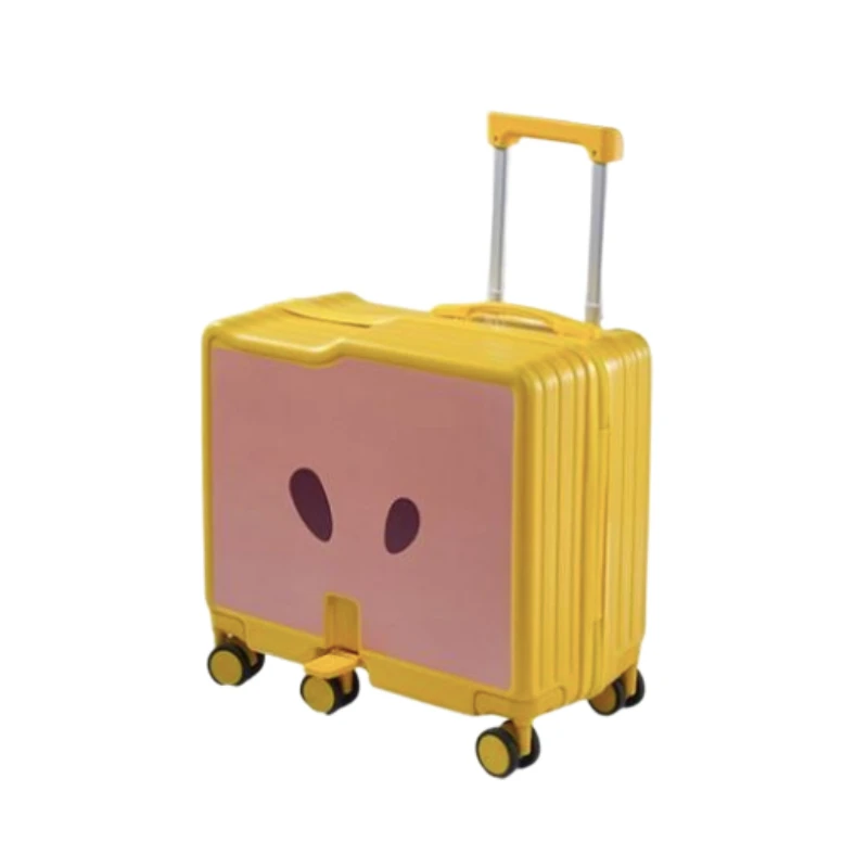 Cute Kids Luggage Cartoon Apple Print 18in 20in Suitcase with Wheels, Lightweight Carry-on Travel Trunk with 360° Spinner