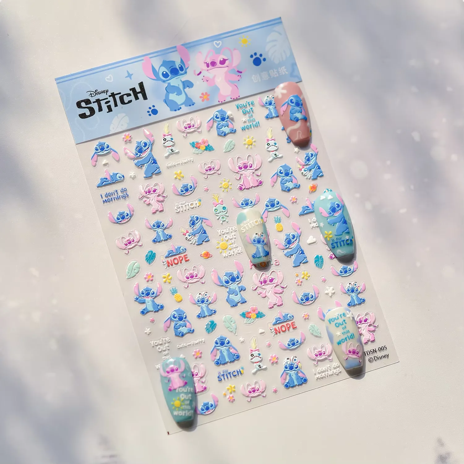 5D Disney Anime Stitch pegatinas para decoración de uñas dibujos animados lindo Mickey Minnie pegatinas decorativas para uñas princesa sirena pegatinas para uñas