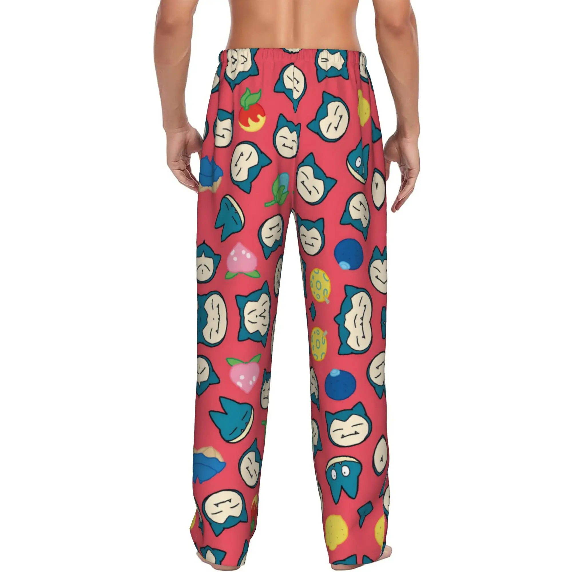 Custom S-Snorlaxed Anime Pajama Pants Sleepwear Men Elastic Waistband Monster Cartoon  Sleep Lounge Bottoms with Pockets