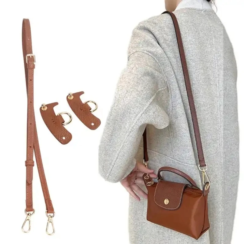 Sangles de sac à main en cuir réglables, remplacement de la bandoulière, sangle initiée pour mini sac à main Longchamp, kit de conversion, noir, marron