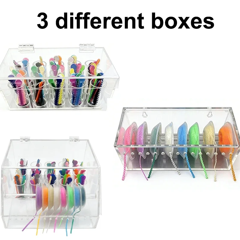 Clear Dental Orthodontic Power Chain Box Acrylic Dental Chain Organizer Box Elastic Rubber Bands Chain Dispenser Storage Case