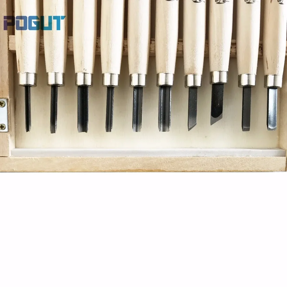 Free Shipping, 10Pcs Woodpecker Dry Handle Wood Carving Tools Set Detail Chisels