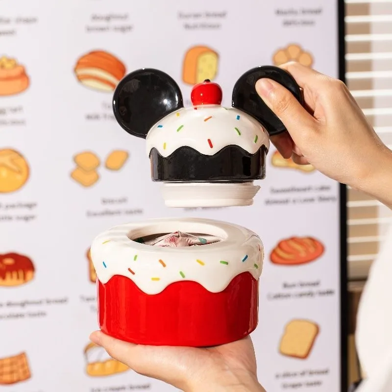 ชุดของขวัญกระปุกเซรามิกเก็บขนมลายการ์ตูนดิสนีย์ มิกกี้ มินนี่ ดีไซน์สวยงาม พร้อมฝาปิดสนิท สำหรับขายส่ง