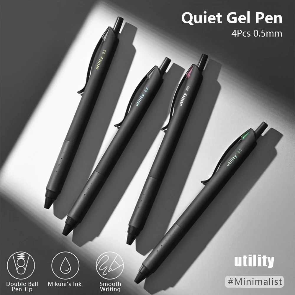 

4 Pack Practical Silent Gel Pens 0.5mm Minimalist Smooth Matte Finish Designed for School and Office Use