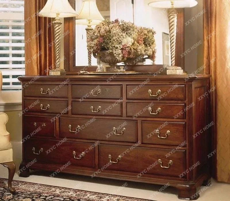 XX dresser retro reddish-brown rectangular multi-chest environmentally friendly paint bedroom