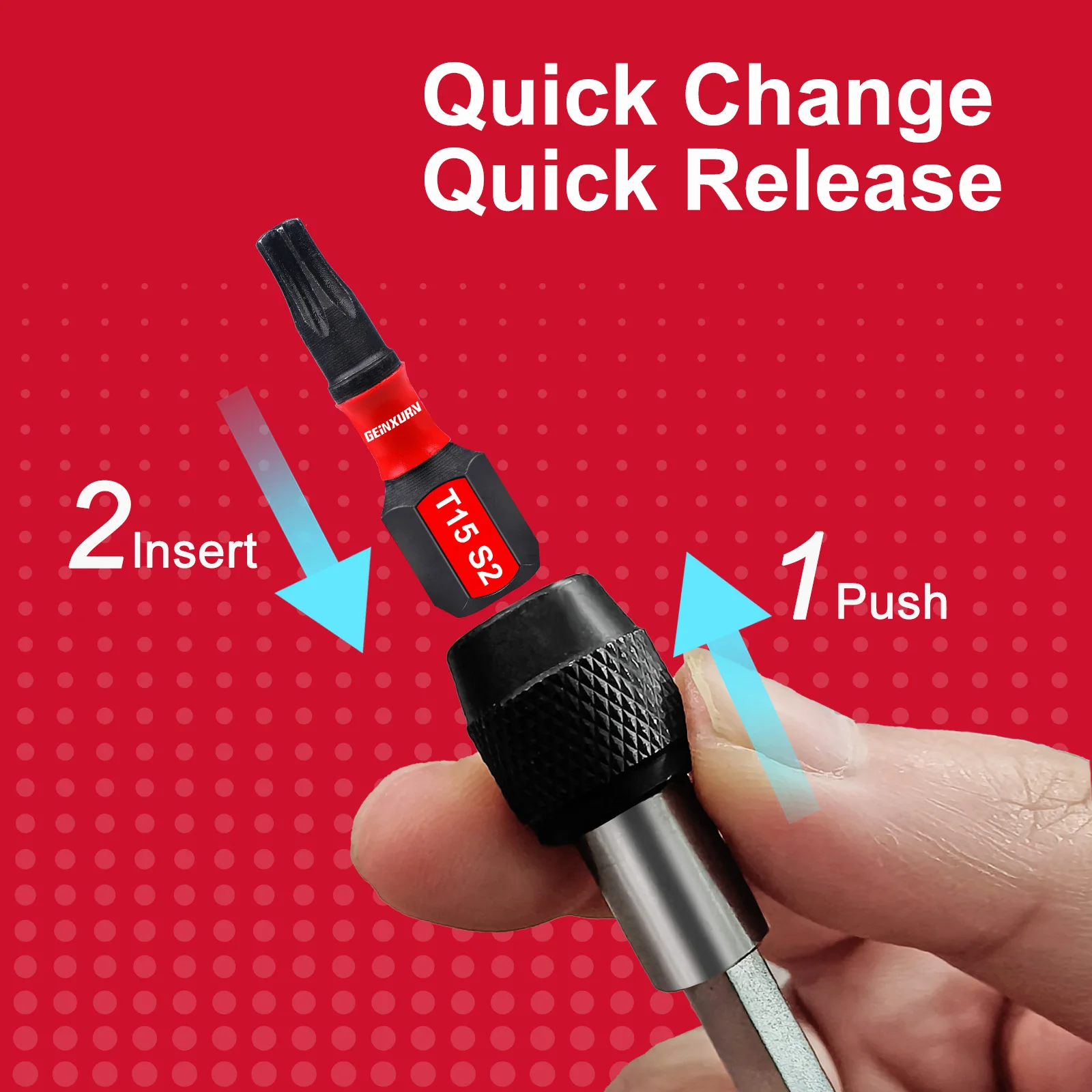 Geinxurn Magnetic Changeable Head Manual Screwdriver Set Include Quick Change Screwdriver and Impact S2 Screwdriver Bit