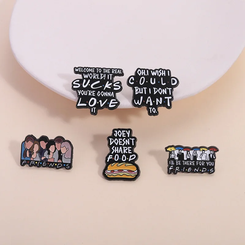 Comedy TV Show Character Enamel Pins Friends Umbrella I'll Be There For You Brooches Badges Lapel Jewelry Gift For Best Friends