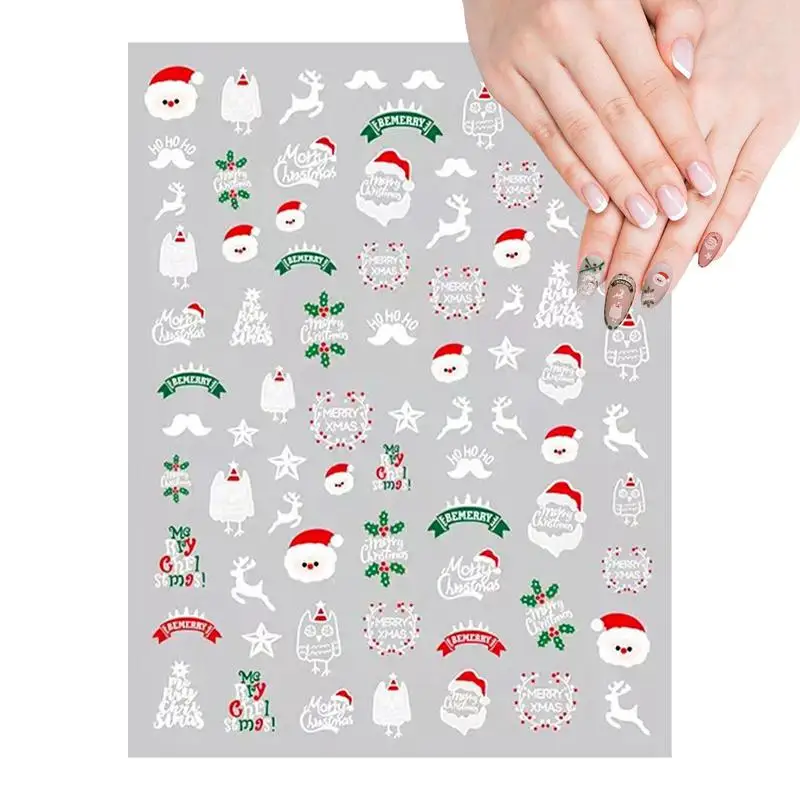 Christmas Nail Art Stickers 3D Design Christmas Nail Stickers For Nail Art Self Adhesive Christmas Nail Decal For Manicure DIY