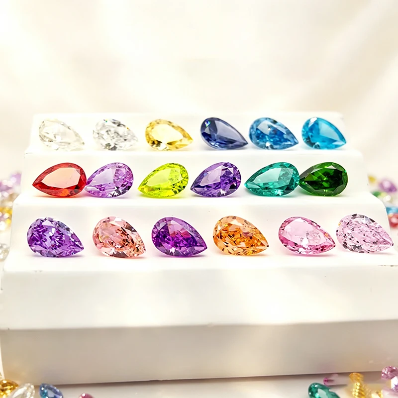 5A Grade Pear Shape Crushed Ice Cut Cubic Zirconia 4K High Precision Polished DIY Ring Pendant Earrings Jewelry Making