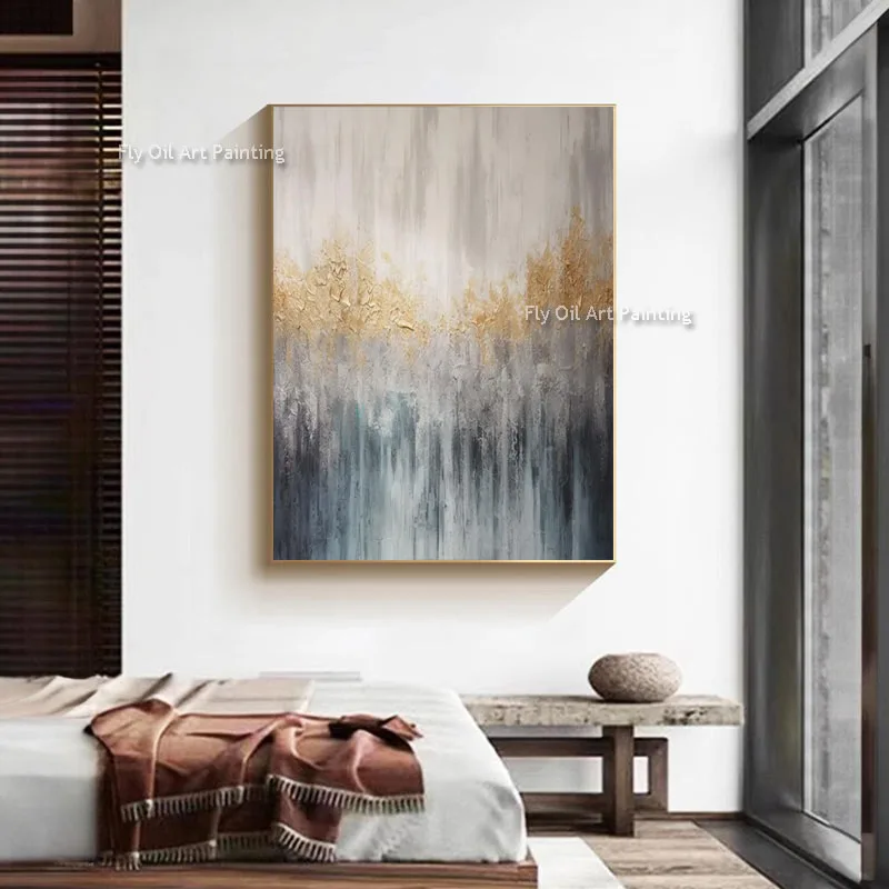 Abstract Textured Canvas Painting, Blended Rust Orange, Charcoal Grey & Cream Layers, Large Vertical Impasto Wall Art