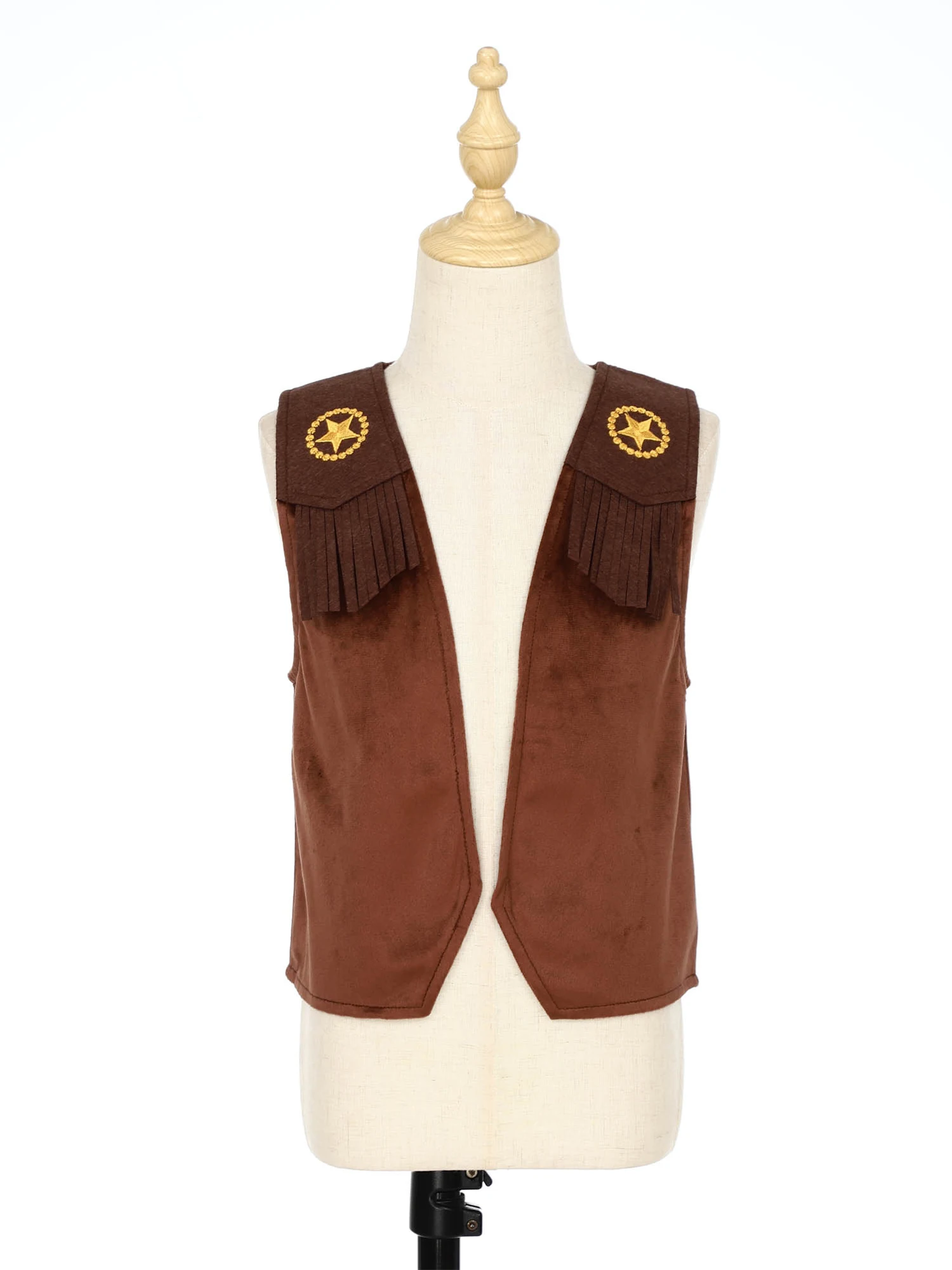 Kids Halloween Western Cowboy 70s Hippie Cosplay Performance Costume Tassel Faux Suede Vest Waistcoat for Carnival Theme Party