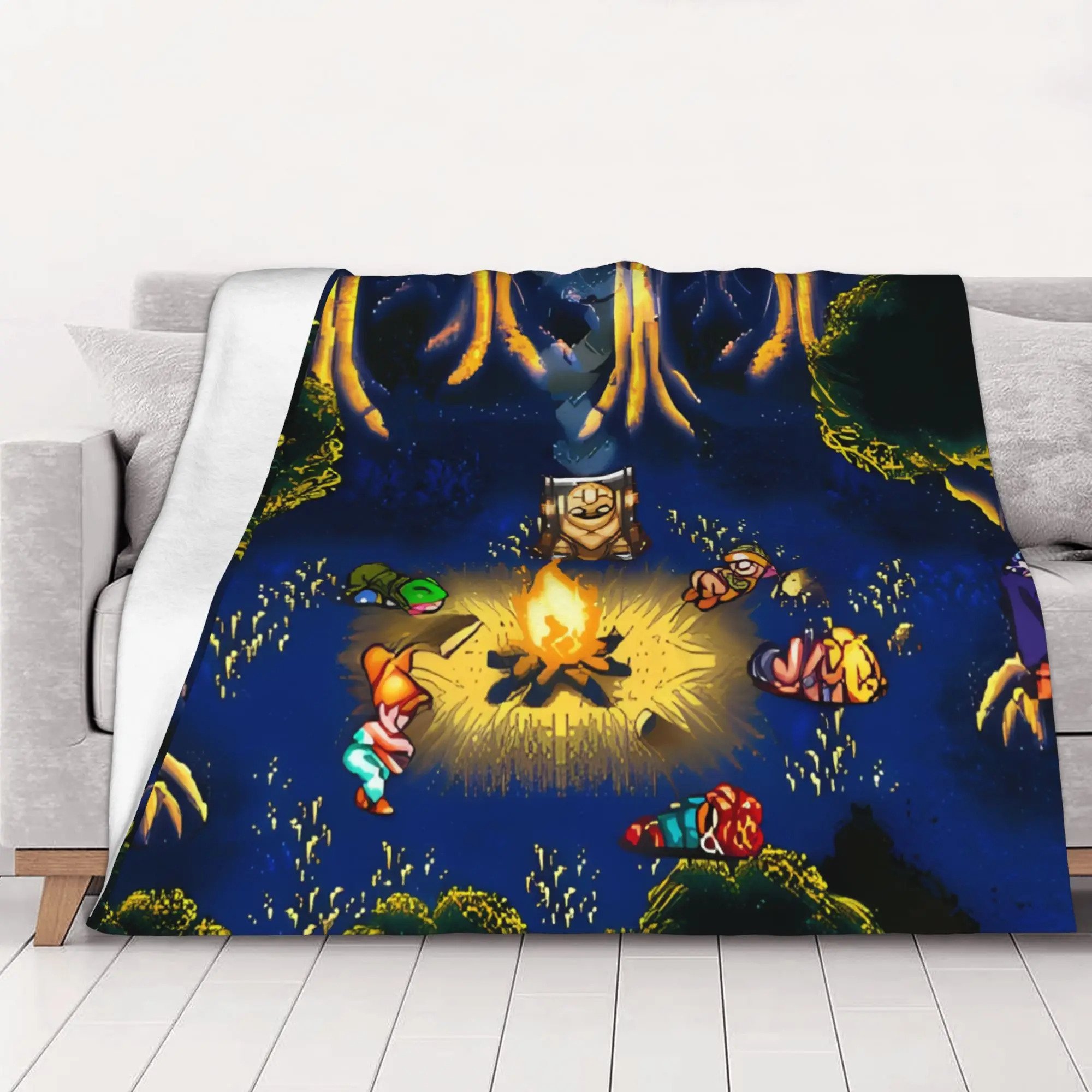 1PC home Cute Room Decor Chrono Trigger Campfire Blanket Throw Blanket Chrono Trigger Novelty Warm Blanket All Season
