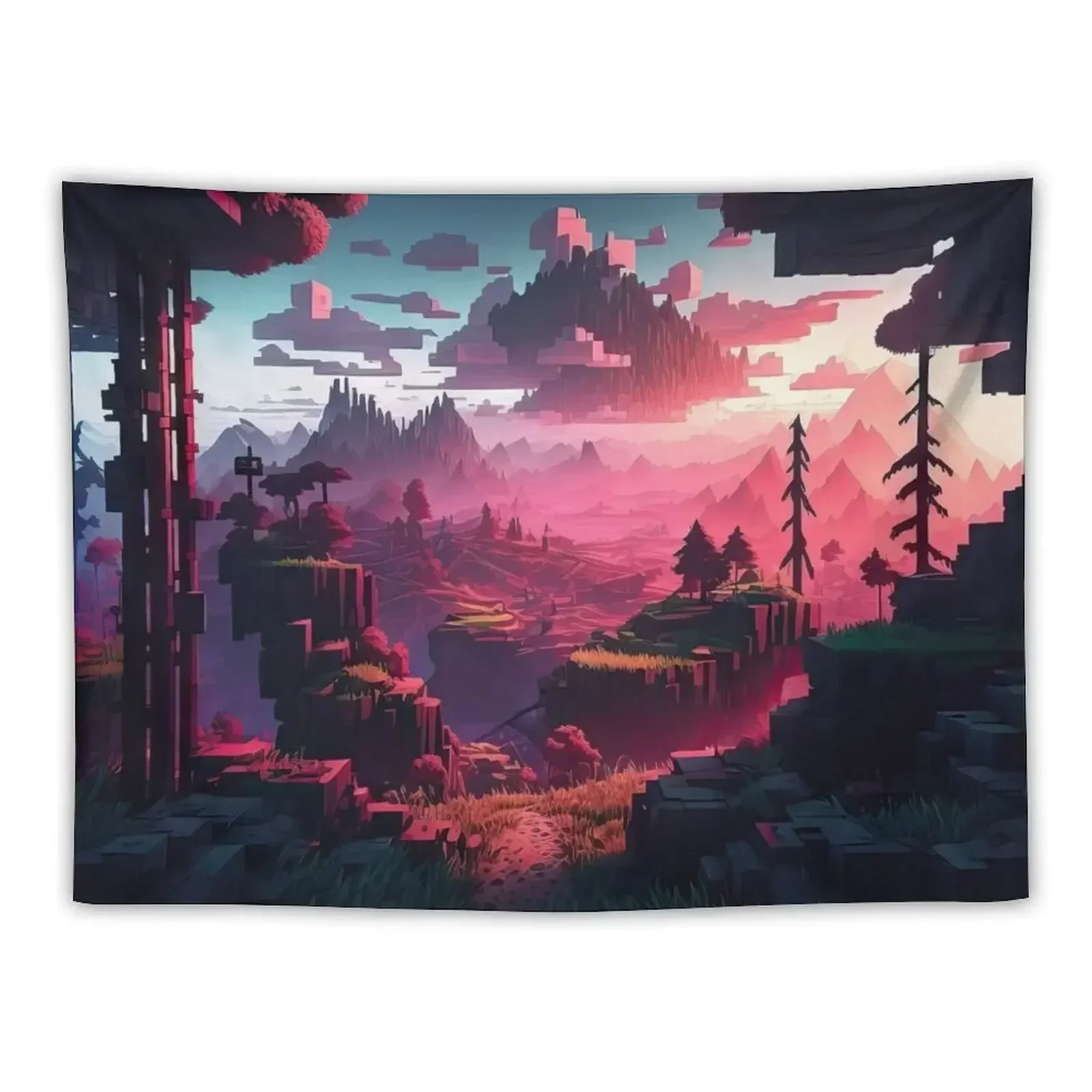 Sunset Over The Blocks Tapestry Room Decoration Accessories Decoration Home Tapestry