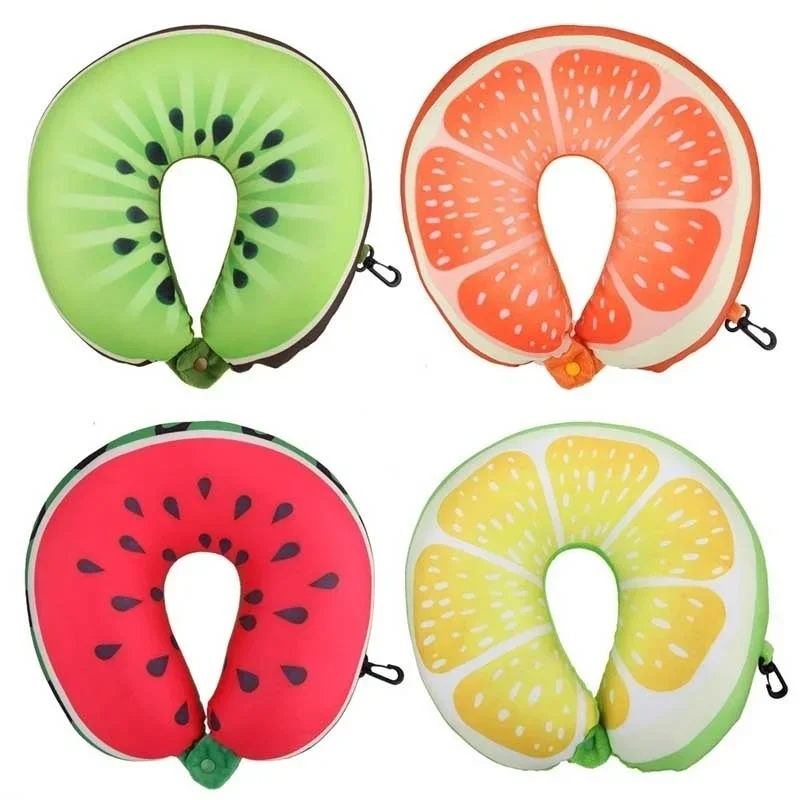 Travel Portable Fruit U Shaped Pillow Cushion Nanoparticles Neck Pillows Office Cervical Pillow  Fruit Pattern Travel Pillow