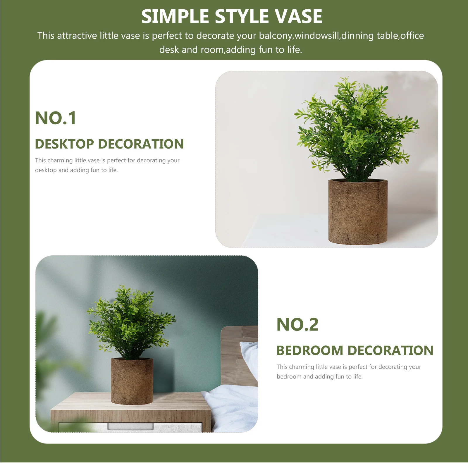 

Simulation Green Plant Artificial Bonsai Lifelike Faux Home Decor Indoor Office Living Room No Maintenance Realistic Leaves Gift