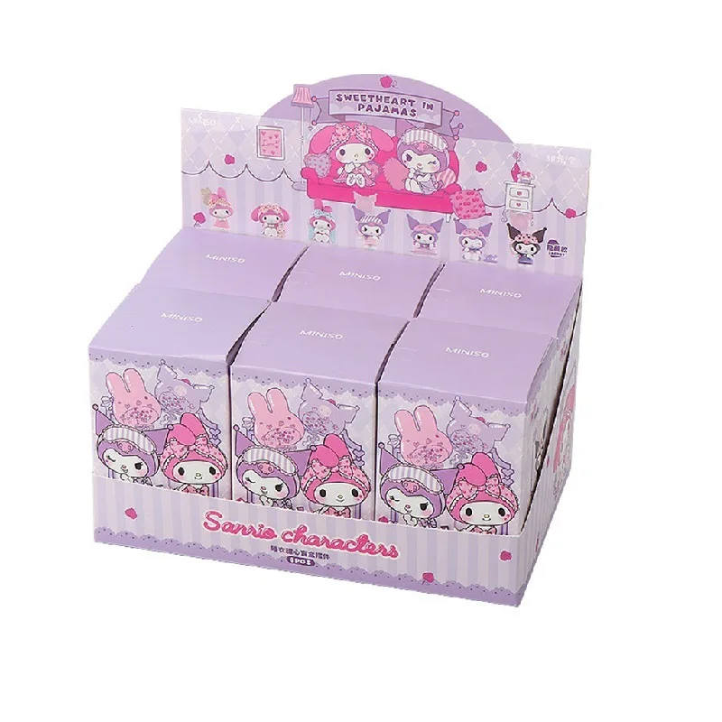 サンリオフィギュアブラインドボックスかわいいクロミマイメロディフィギュアおもちゃパジャマシリーズコレクションホームデコレーション子供のためのクリスマスギフト
