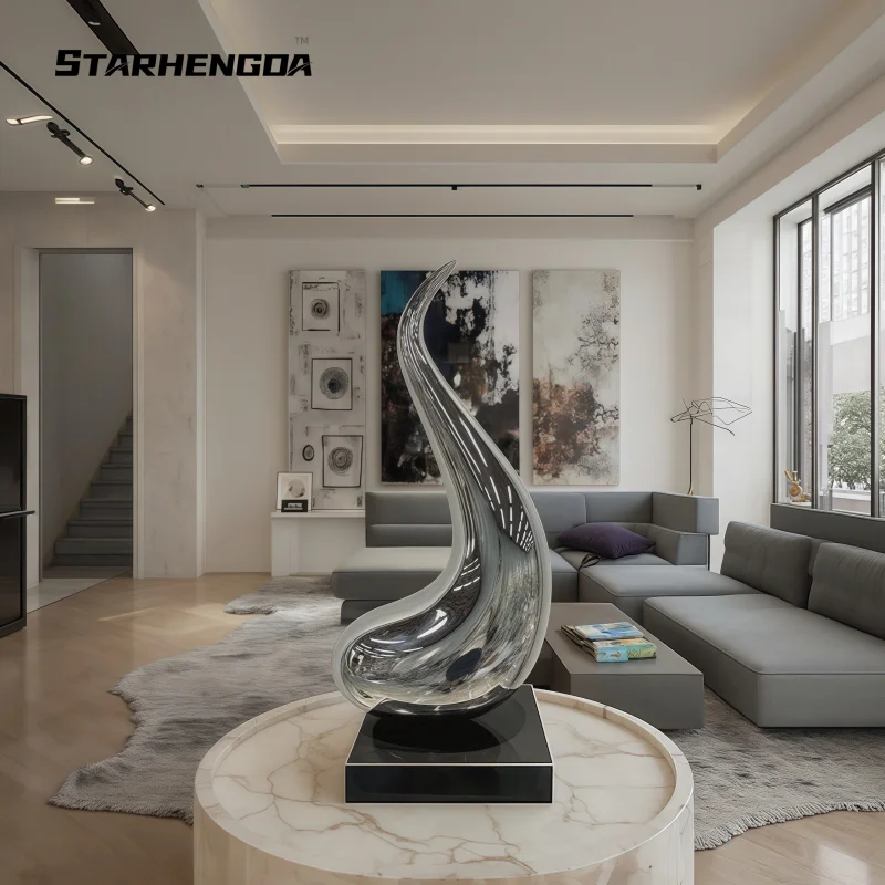 Stainless steel metal Water drop abstraction decoration living room Corridor Hotel shop interior sculpture art decoration