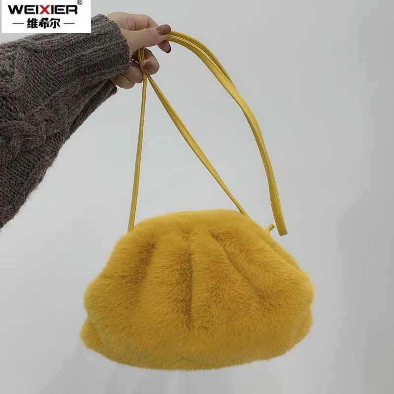 ฤดูหนาว Plush Cloud สำหรับแบรนด์หรูผู้หญิงฤดูหนาว Faux Fur กระเป๋าแฟชั่น Mink Fur Crossbody กระเป๋าสุภาพสตรี bags가방