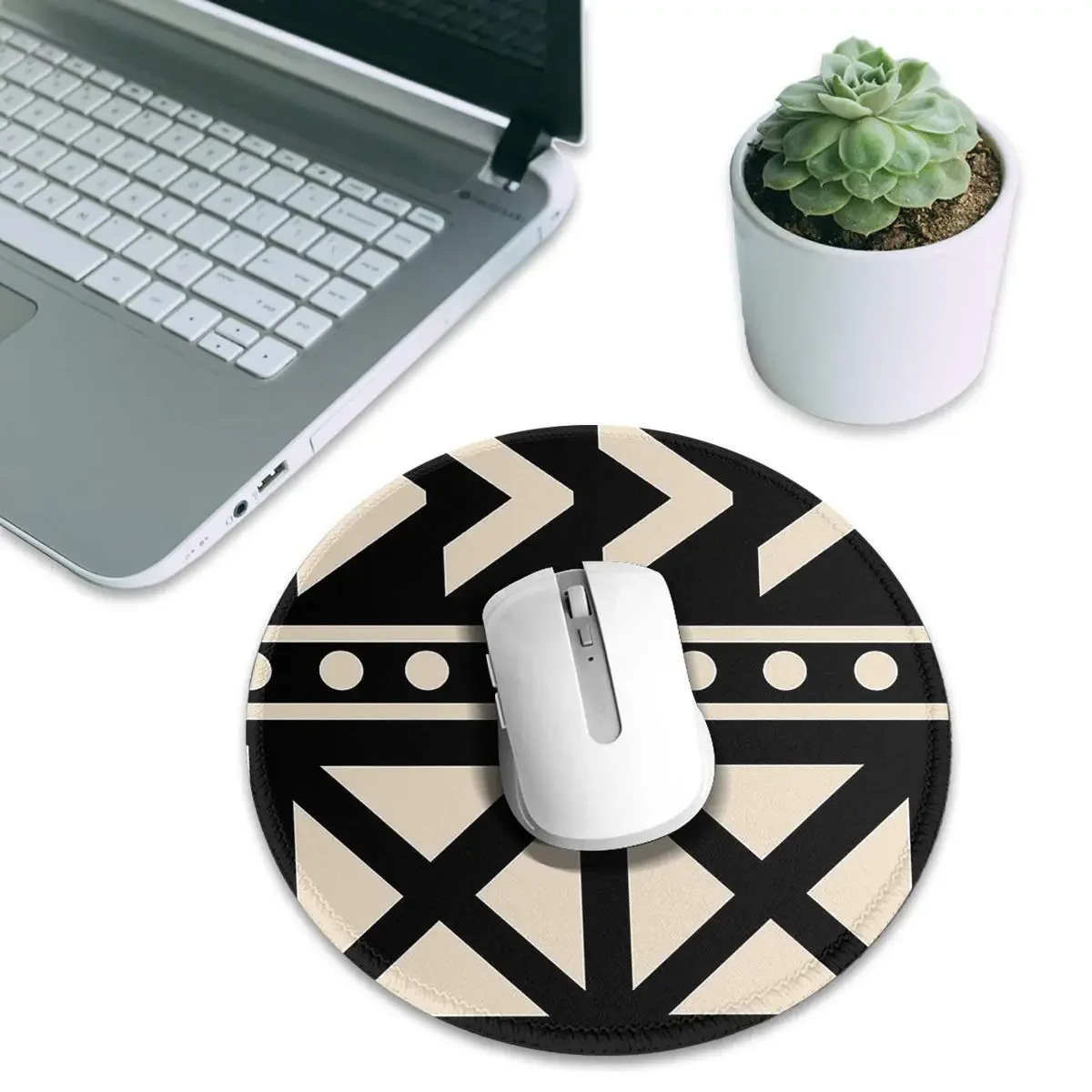 African Mud Cloth Black And White Trending Round Mouse Pad Computer Keyboard Mouse Mat Gamer Laptop Desk Mat
