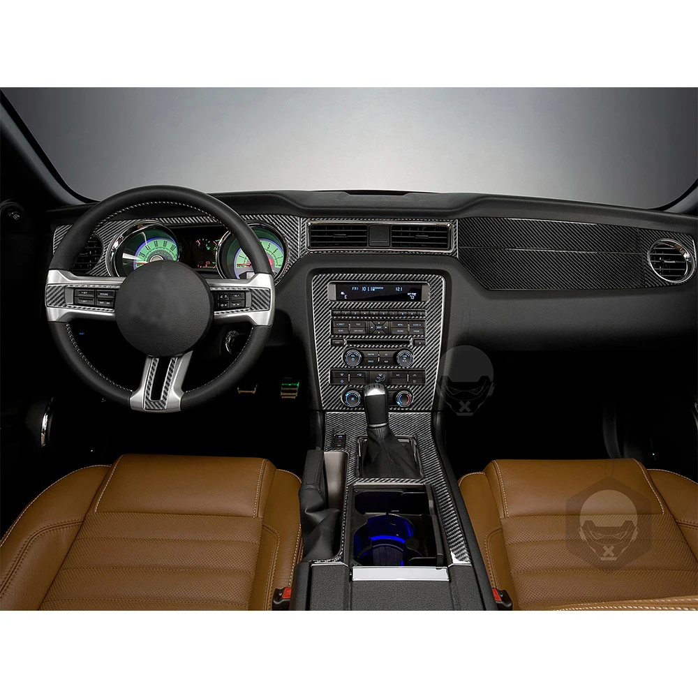 Para Ford Mustang 2009-2012 consola de fibra de carbono tableros centrales Panel de Radio de navegación accesorios de coche pegatina decorativa